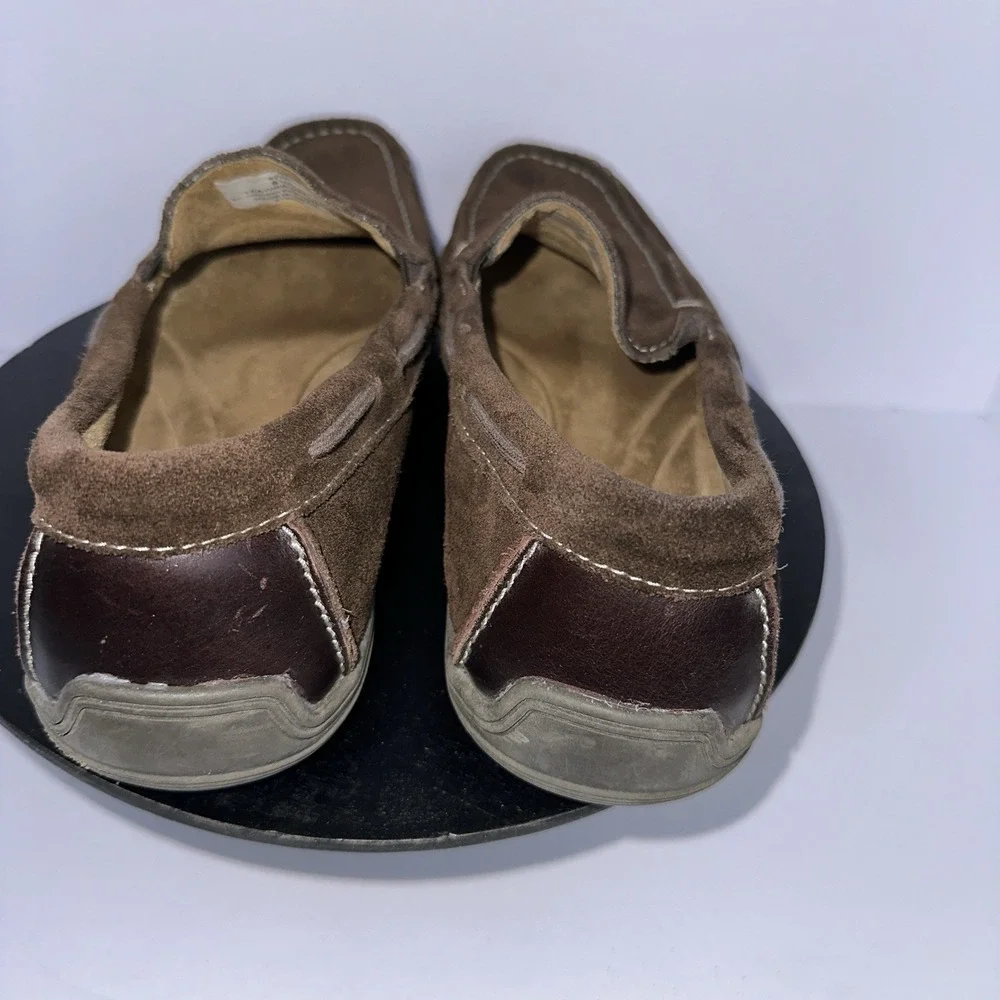 Minnetonka Brown Leather Loafer‎ Shoes Size 9.5 Slip On Boat Moc Toe ManMade